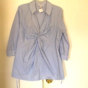 Motherhood Maternity extra large white and blue blouse